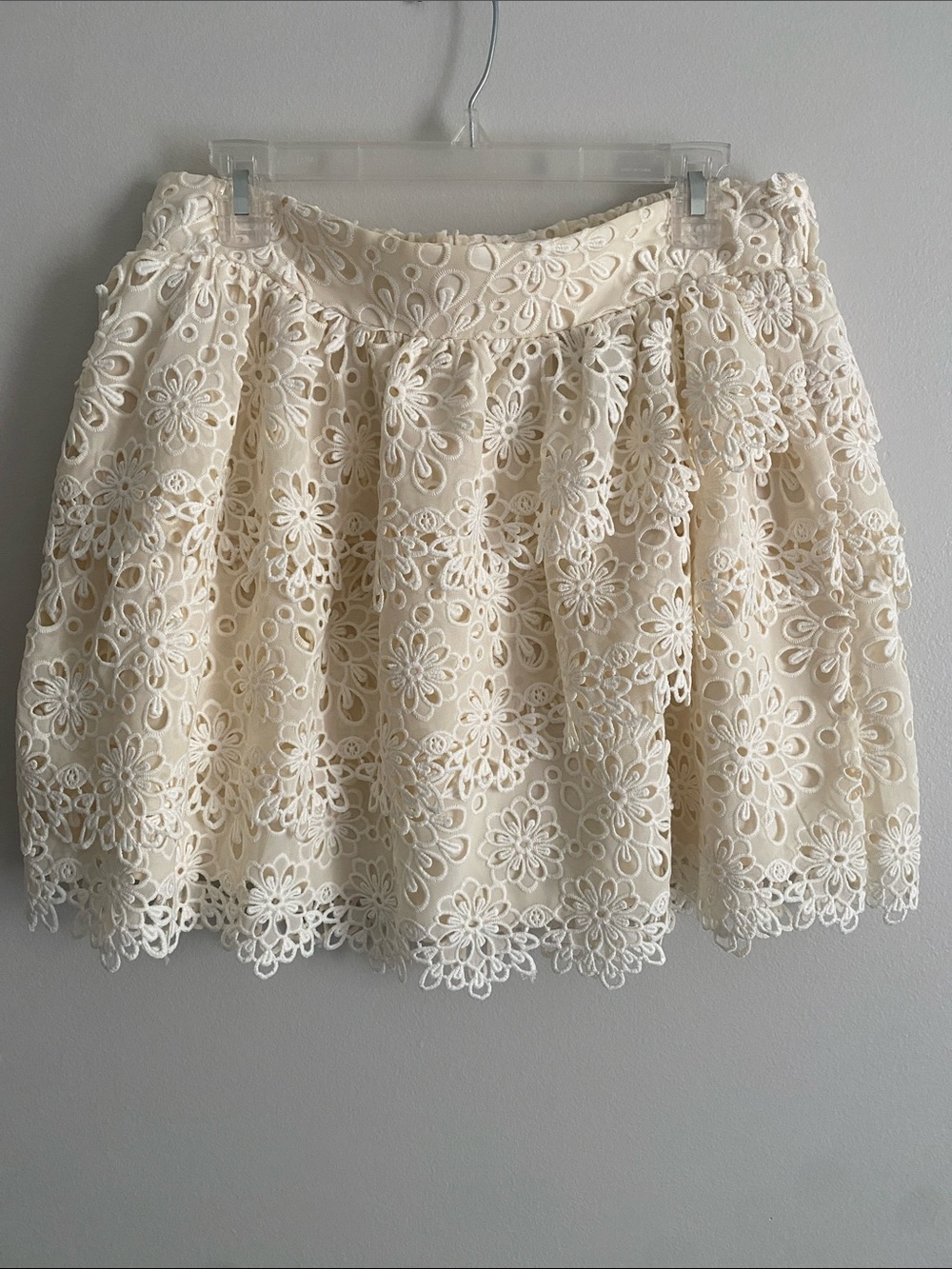 Misa Hylton for INC International Concepts Cream Floral Eyelet Mini Skirt